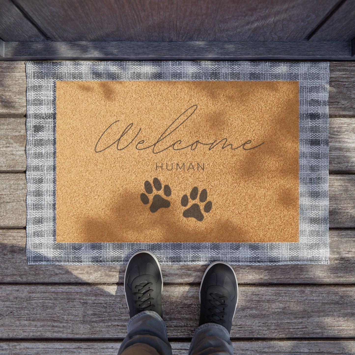 Welcome Paw-prints: Dog-Themed Entrance Mat, Doormat, carpet entrance.