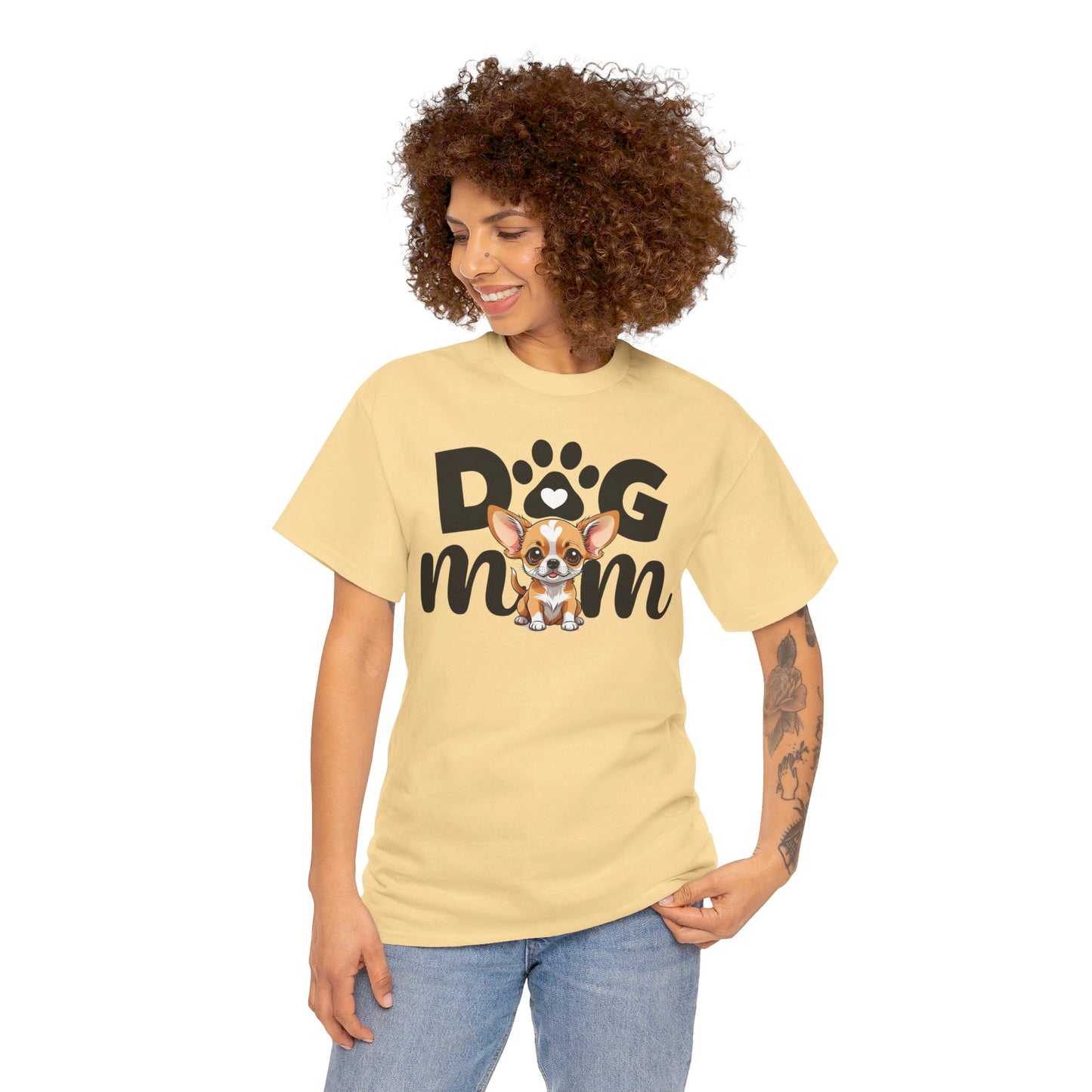 Unisex Heavy Cotton Tee, Dog Mom