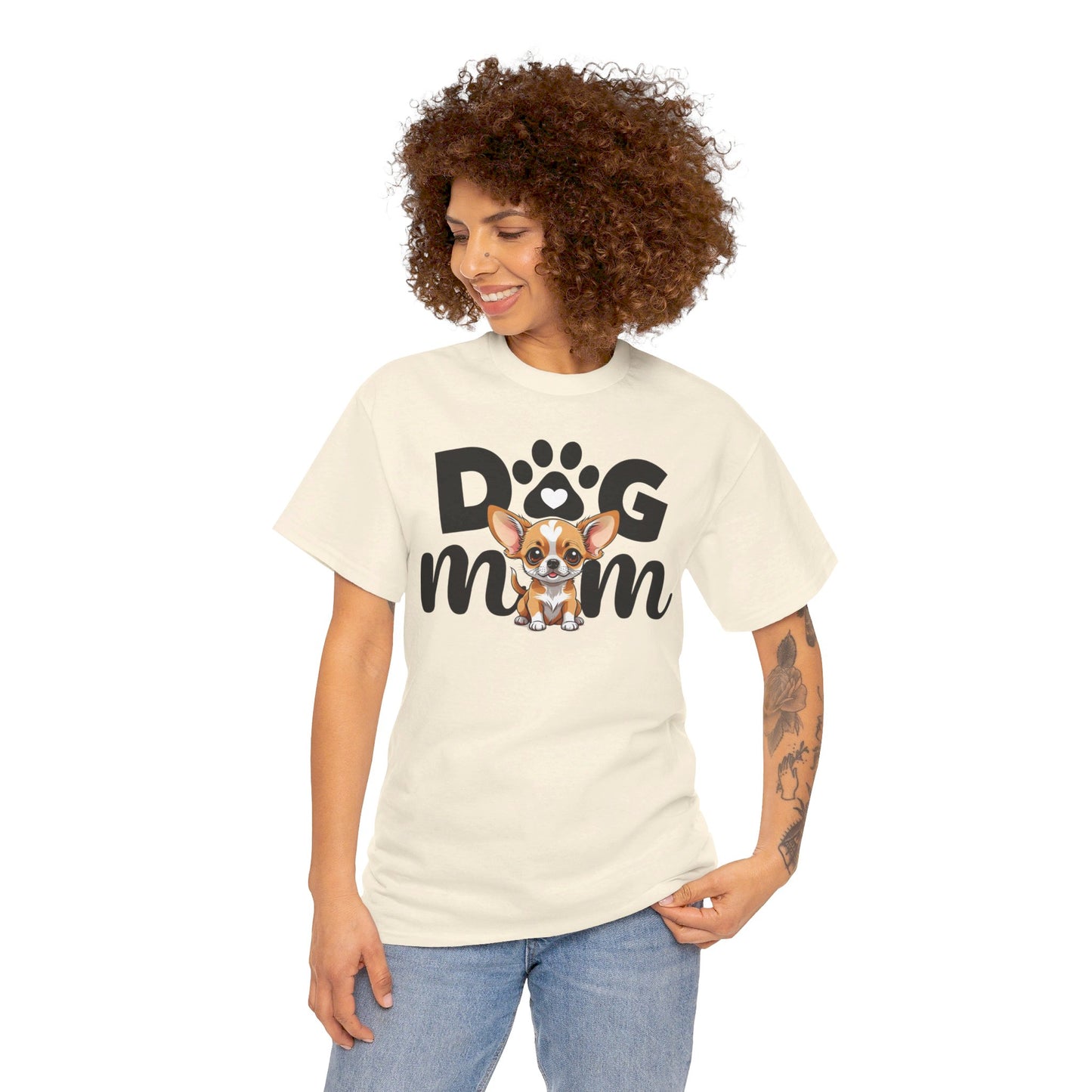 Unisex Heavy Cotton Tee, Dog Mom