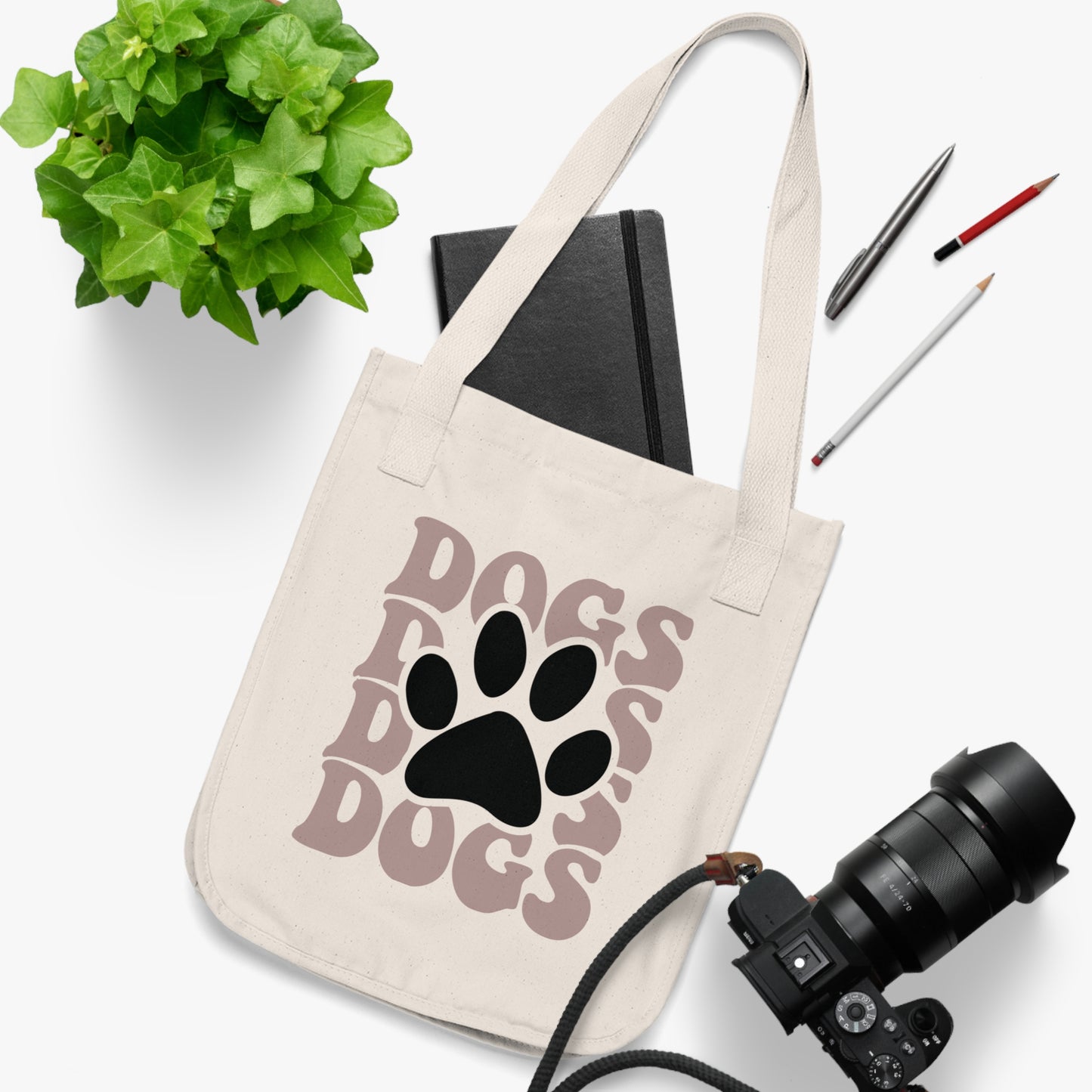 Organic Canvas Tote Bag Dogs